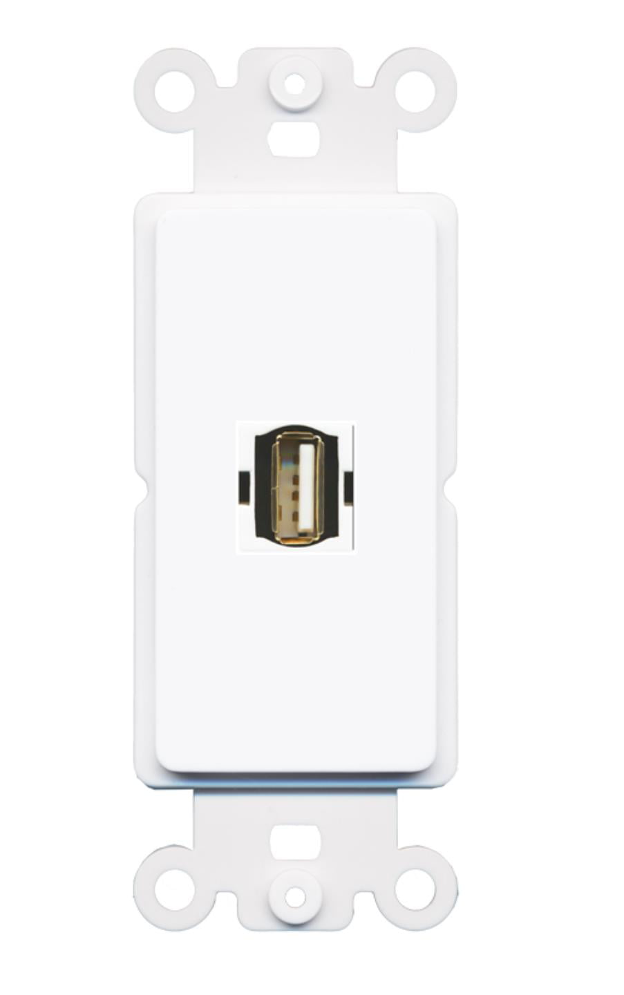 RiteAV - USB A-A Port Wall Plate Decorative (Rocker) White