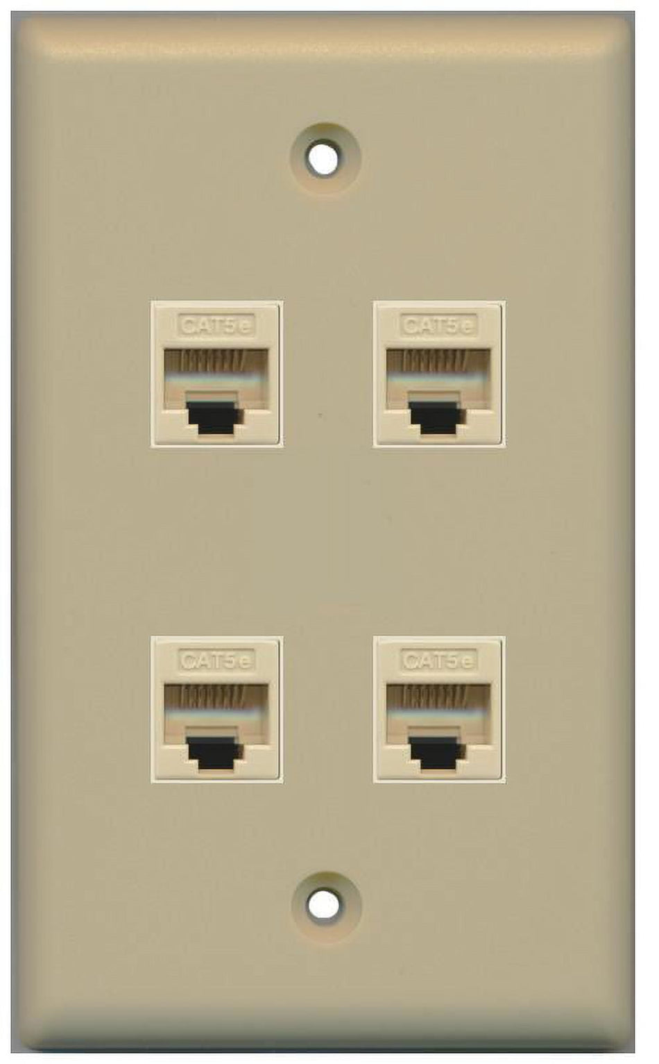 RiteAV 1 Gang 4 Port Cat5e Wall Plate - Ivory