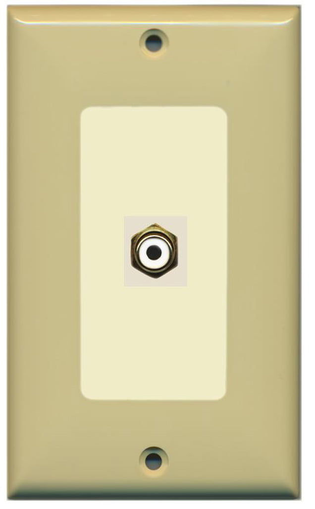RiteAV - 1 RCA for Subwoofer Audio Port Wall Plate Decorative - Ivory/Light Almond - Bracket Included