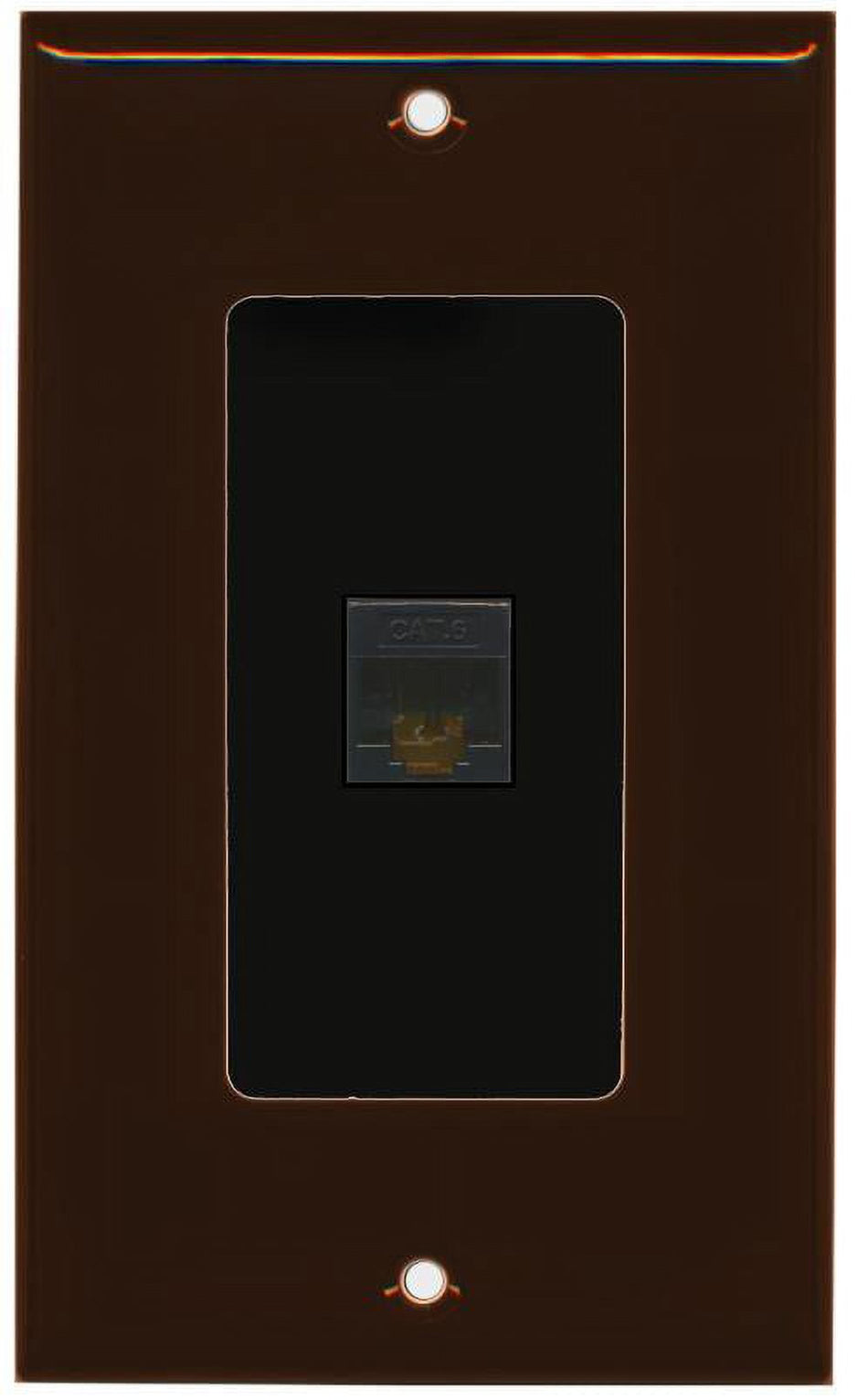 RiteAV 1 Port Cat6 Ethernet Wall Plate Jack Female-Female - 1 Gang [Brown/Black]