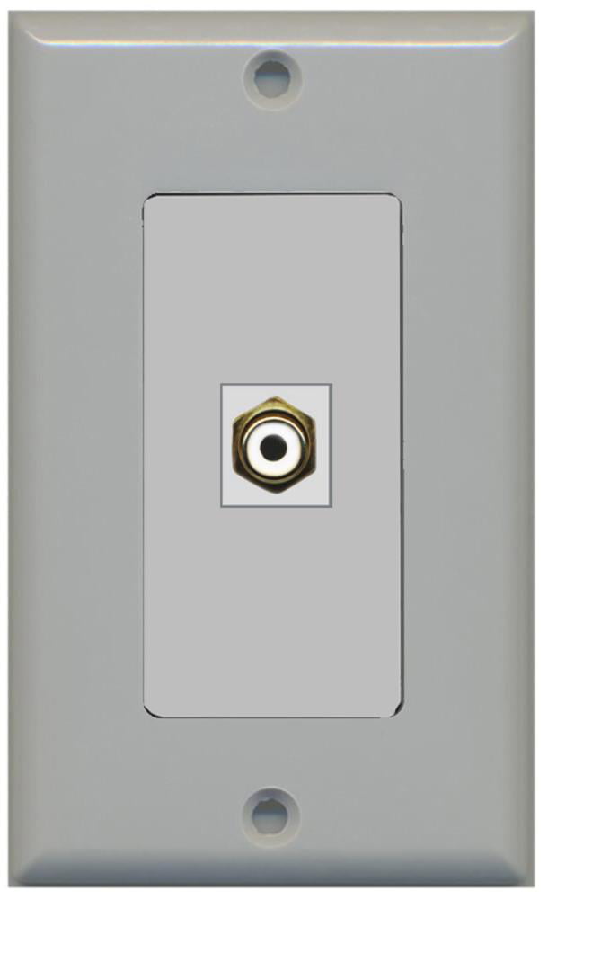 RiteAV - 1 RCA for Subwoofer Audio Port Wall Plate Decorative - Gray/Gray - Bracket Included