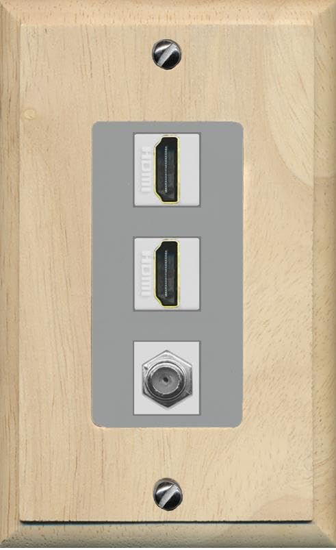 Coax 2 HDMI Wall Plate-1 Gang Wood/Gray