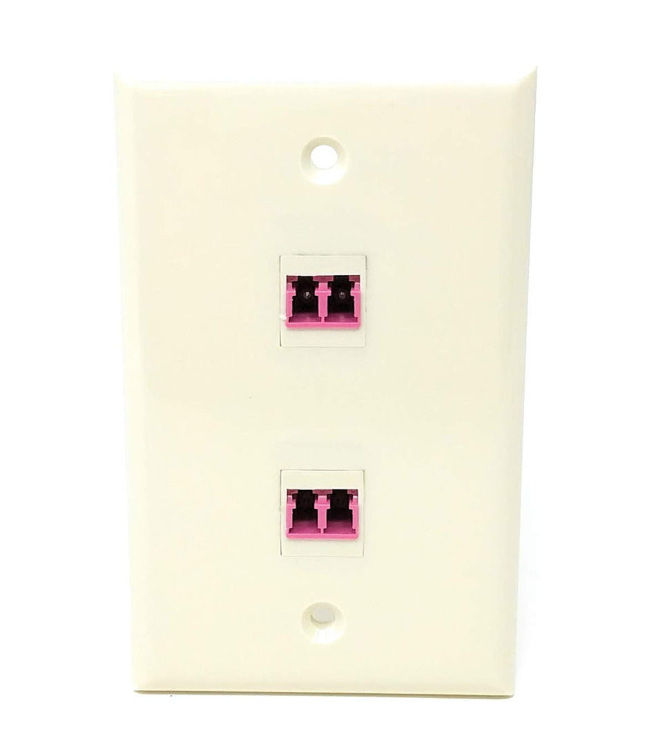 RiteAV - 2 Port LC Fiber 40GB Duplex Light Almond Wall Plate - Bracket Included