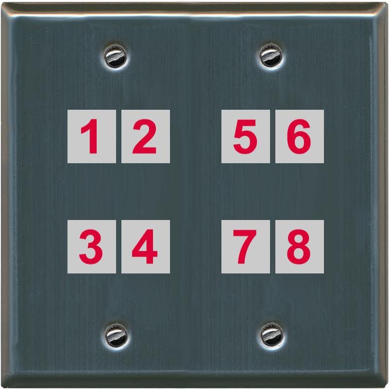 RiteAV - Custom Wall Plate 8 Port - 2 Gang Flat [Stainless Steel]
