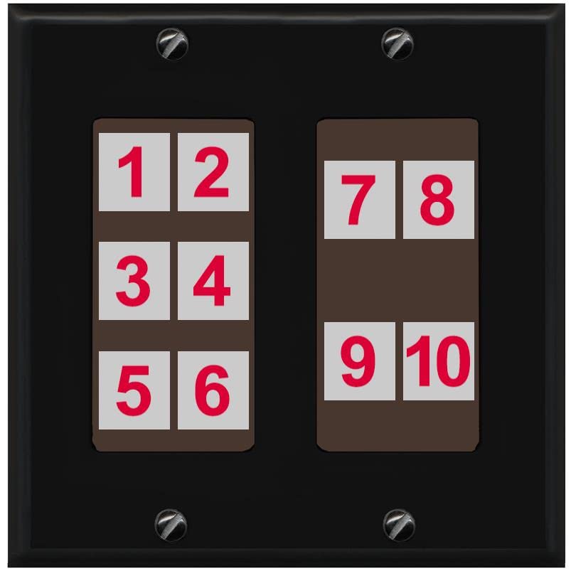 RiteAV - Custom Wall Plate 10 Port - 2 Gang [Black/Brown]