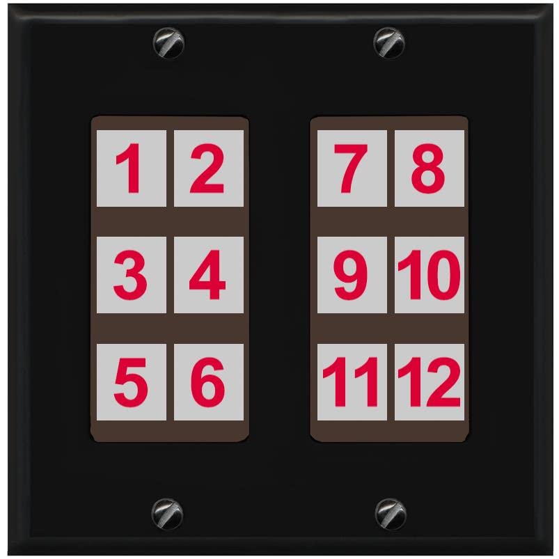RiteAV - Custom Wall Plate 12 Port - 2 Gang [Black/Brown]