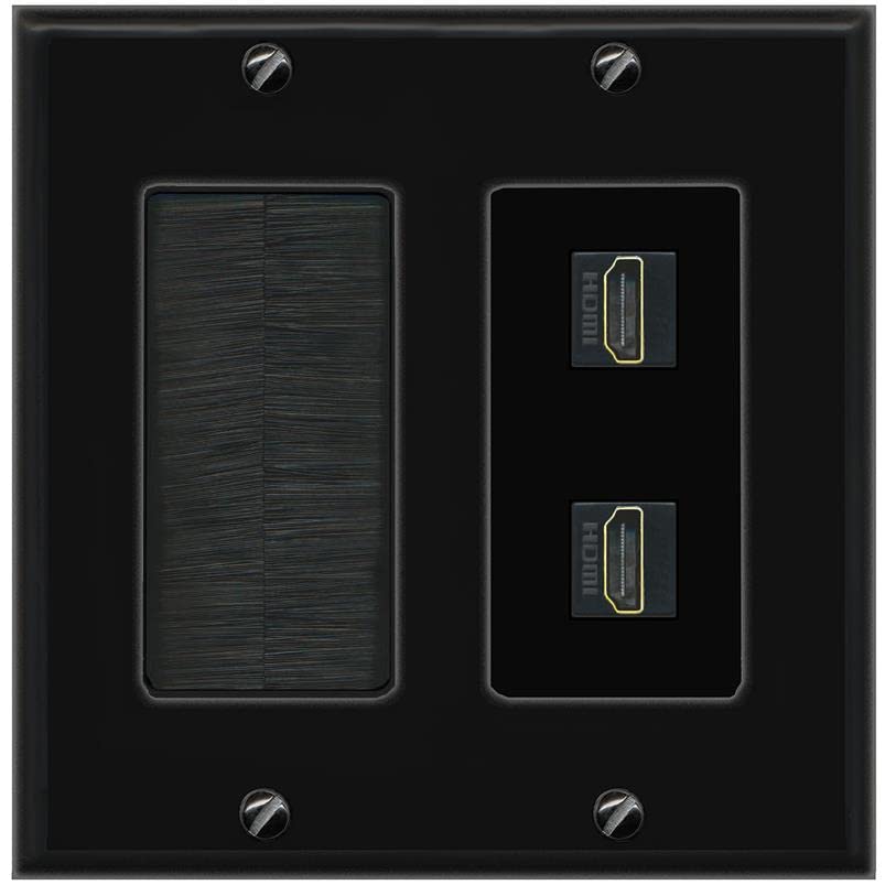 RiteAV HDMI Wall Plate 2 Port - Brush [Black/Black]