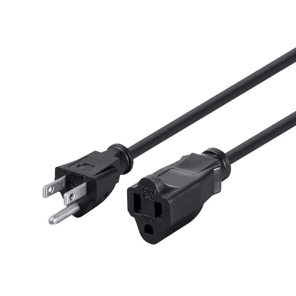 Monoprice 3-Prong Extension Cord - 1 Feet - Black (10 Pack) NEMA 5-15P to NEMA 5-15R 16AWG 13A