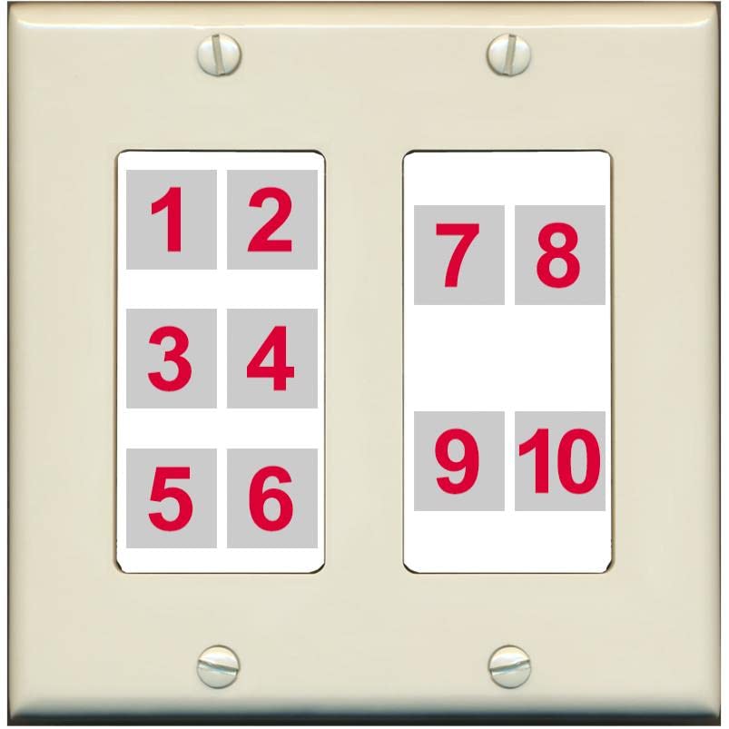RiteAV - Custom Wall Plate 10 Port - 2 Gang [Light-Almond/White]