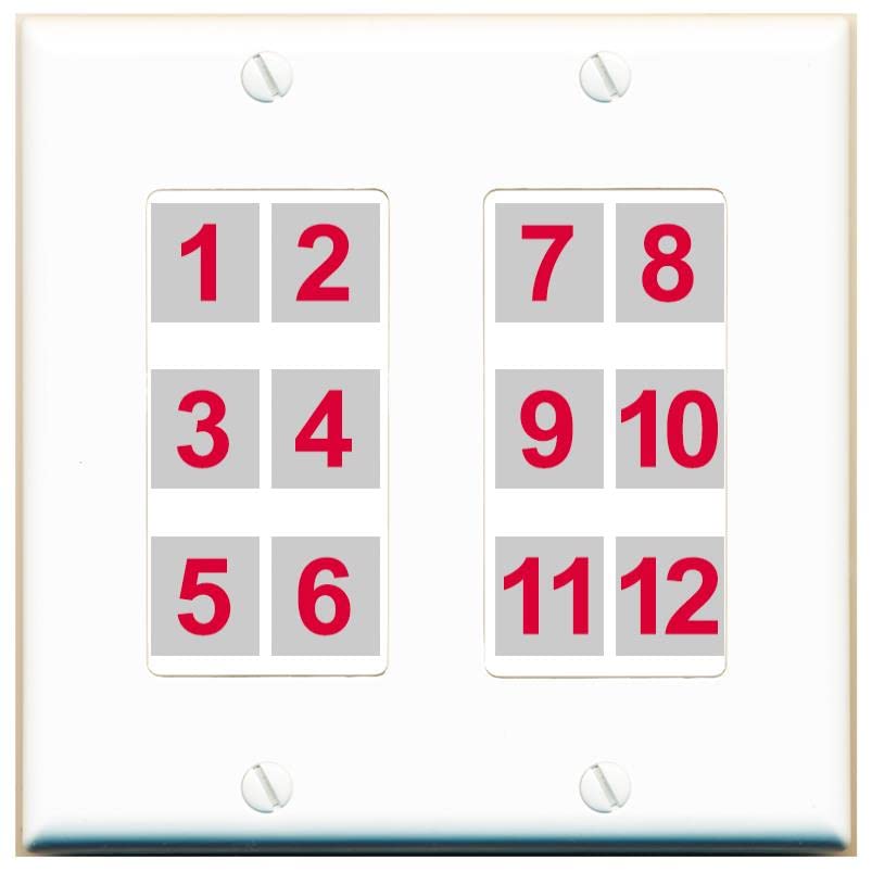 RiteAV - Custom Wall Plate 12 Port - 2 Gang [White/White]