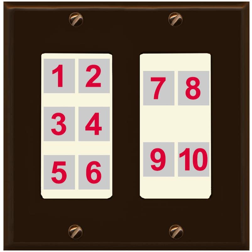 RiteAV - Custom Wall Plate 10 Port - 2 Gang [Brown/Light-Almond]