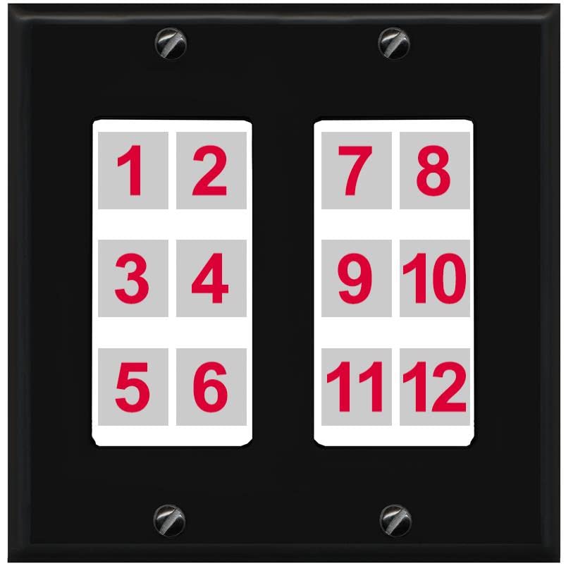 RiteAV - Custom Wall Plate 12 Port - 2 Gang [Black/White]