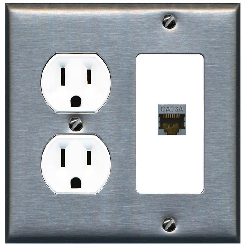 RiteAV 1 Port Cat6A Wall Plate - Round Outlet [Stainless/White]