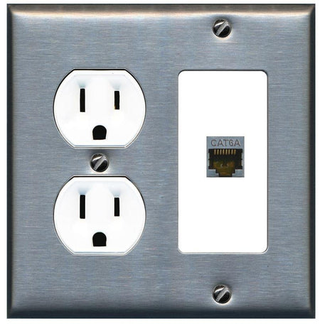 RiteAV 1 Port Cat6A Wall Plate - Round Outlet [Stainless/White]