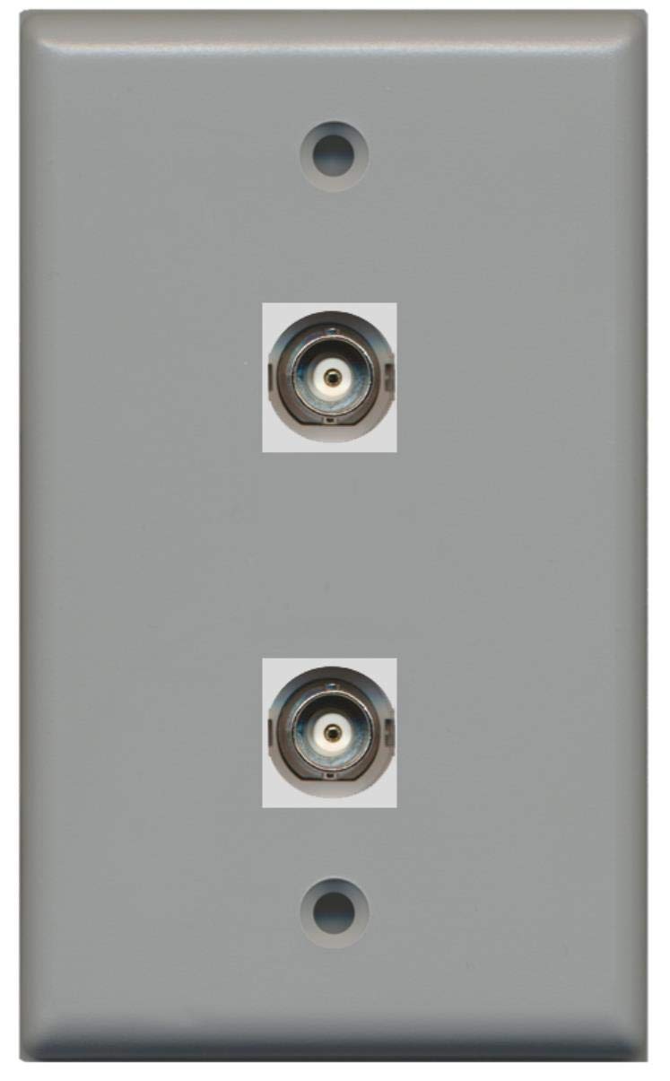 RiteAV - 2 Port BNC Wall Plate - Gray - Bracket Included