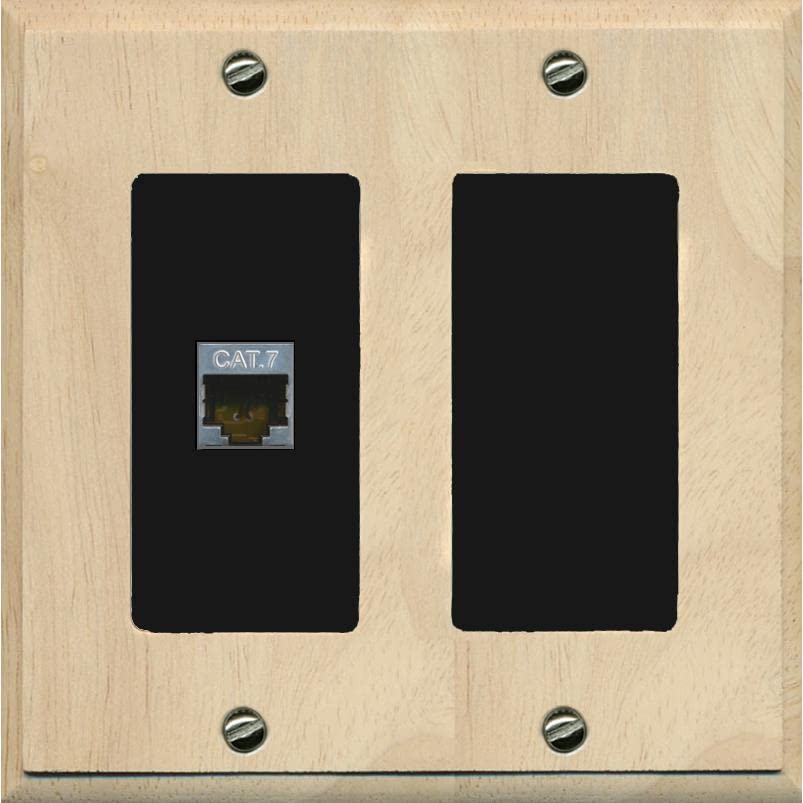 RiteAV 1 Port Cat7 Shielded Ethernet Wall Plate - 2 Gang [Wood/Black]