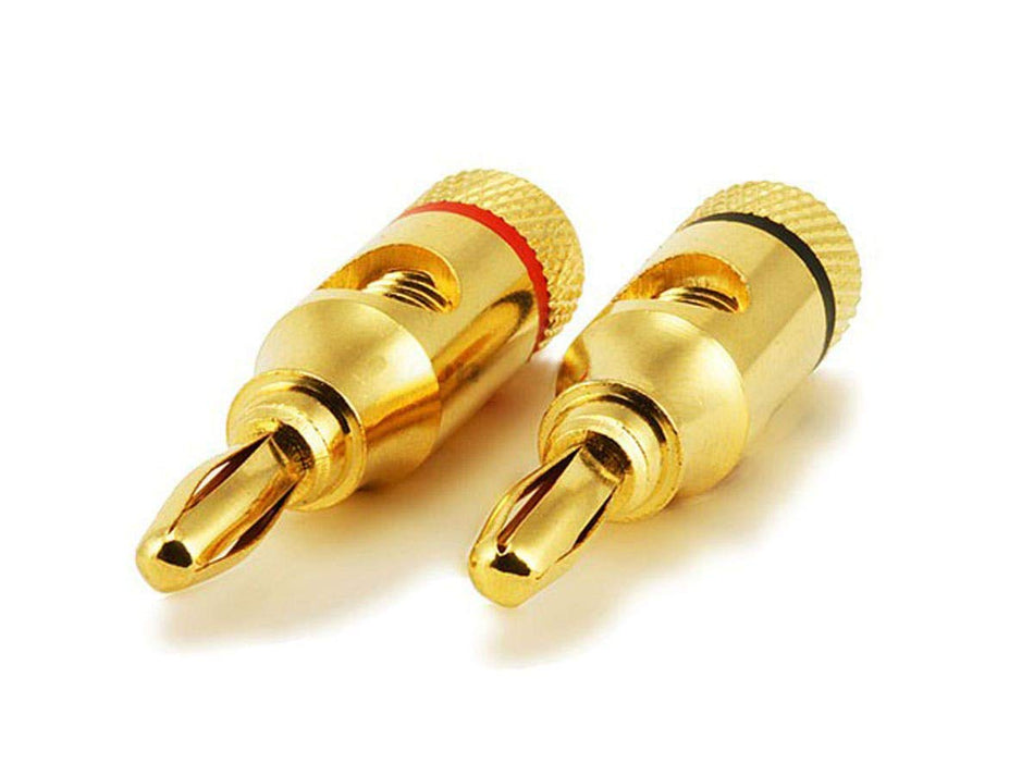 Monoprice 24k Gold Plated Speaker Banana Plugs Open Screw Type (1 Pair)