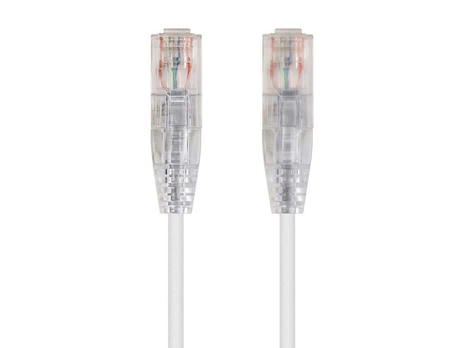 Monoprice Cat6 20ft White Component Level Patch Cable UTP 28AWG 550MHz Pure Bare Copper Snagless RJ45 SlimRun Series Ethernet Cable
