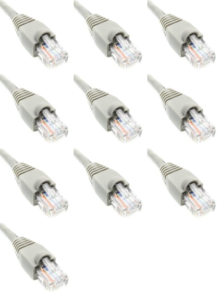 5 Feet Cat6 Ethernet Network Patch Cables Gray RJ45 m/m (10 Pack)