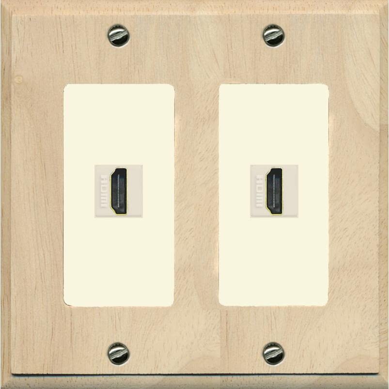 RiteAV HDMI Wall Plate 2 Port - 2 Gang [Wood/Light-Almond]