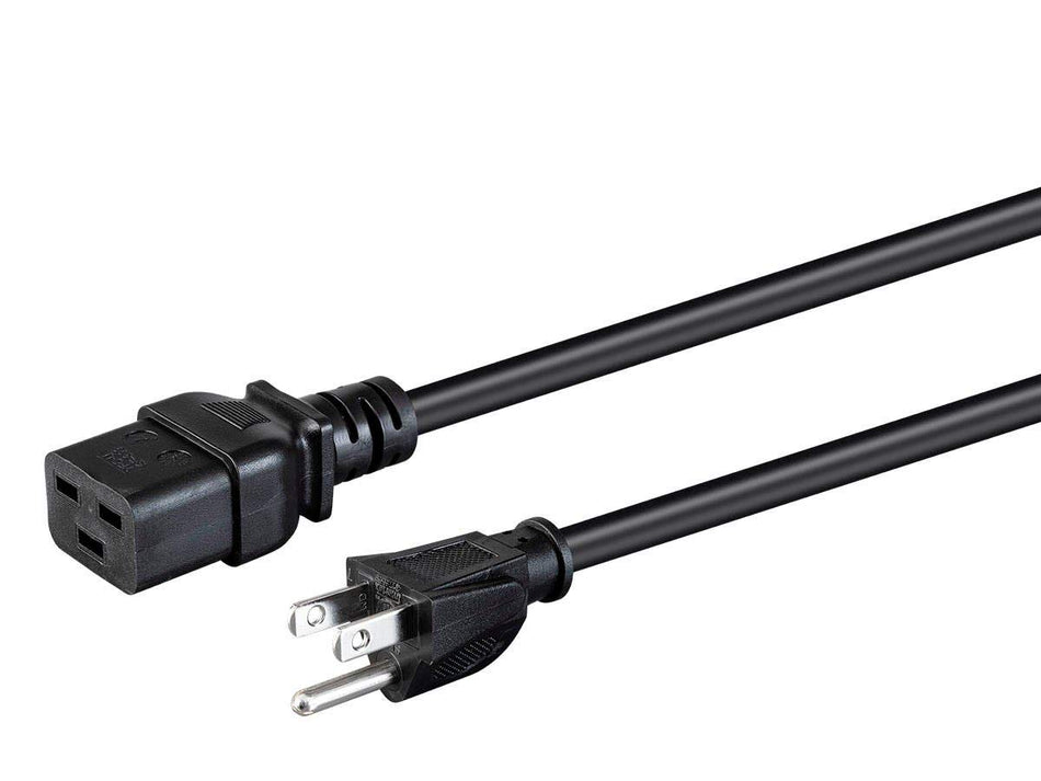 Monoprice Extension Cord - NEMA 5-15P to IEC 60320 C19, 15 Amp, 1875 Watt, 3-Prong, 14AWG, 15 Feet, Black