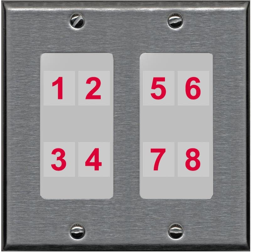 RiteAV - Custom Wall Plate 8 Port - 2 Gang [Stainless/Gray]