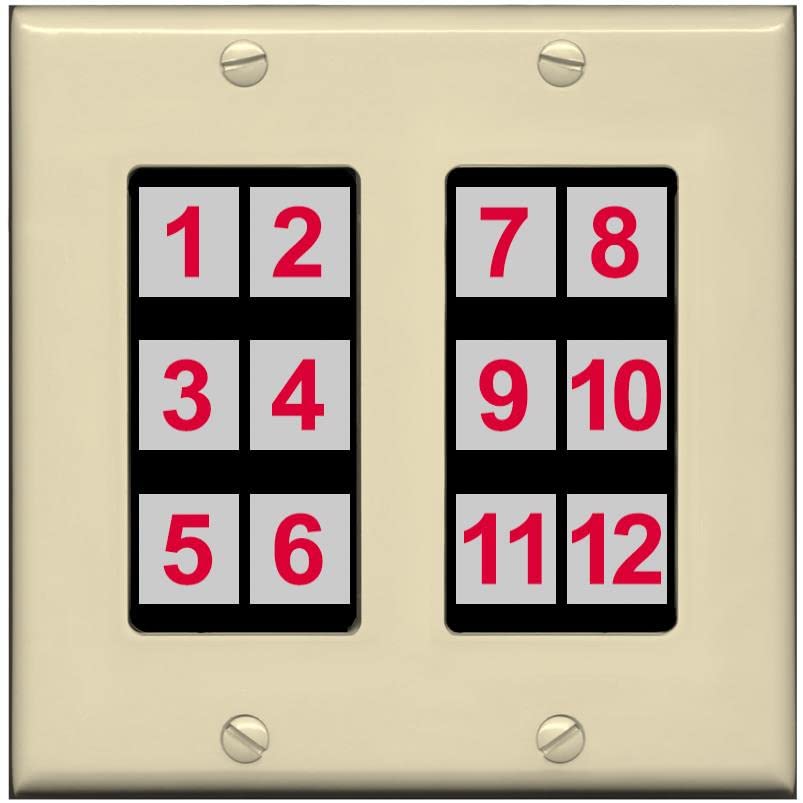 RiteAV - Custom Wall Plate 12 Port - 2 Gang [Ivory/Black]