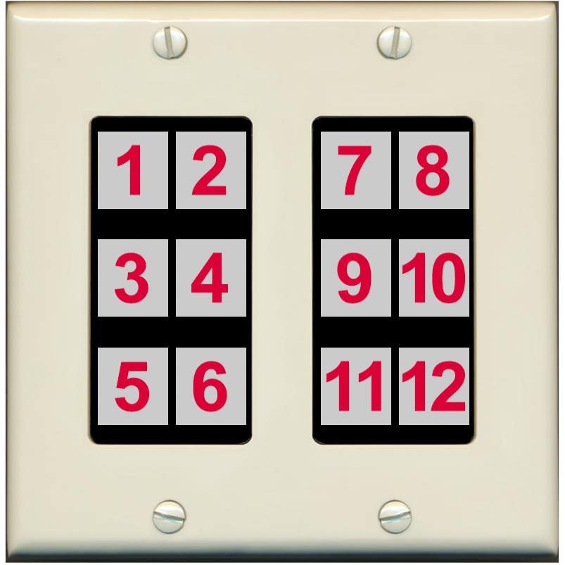 RiteAV - Custom Wall Plate 12 Port - 2 Gang [Light-Almond/Black]