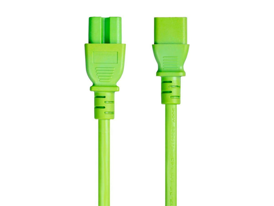 Monoprice Heavy-Duty Computer Extension Power Cable/Cord - 2 Feet - Green | 14AWG 15A 14AWG (IEC-320-C14 to IEC-320-C15)