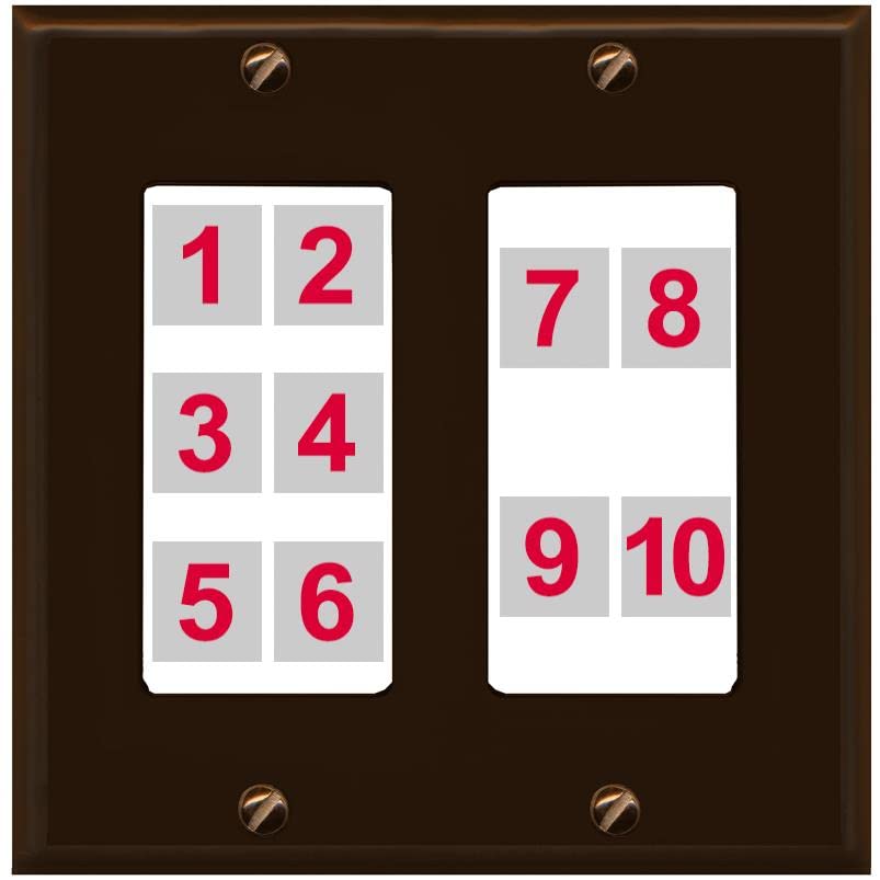 RiteAV - Custom Wall Plate 10 Port - 2 Gang [Brown/White]