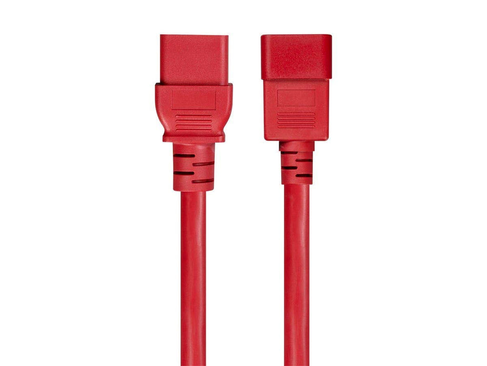 Monoprice 12AWG Power Extension Cable/Cord - 6ft - Red 20A (IEC 60320 C19 to IEC 60320 C20)