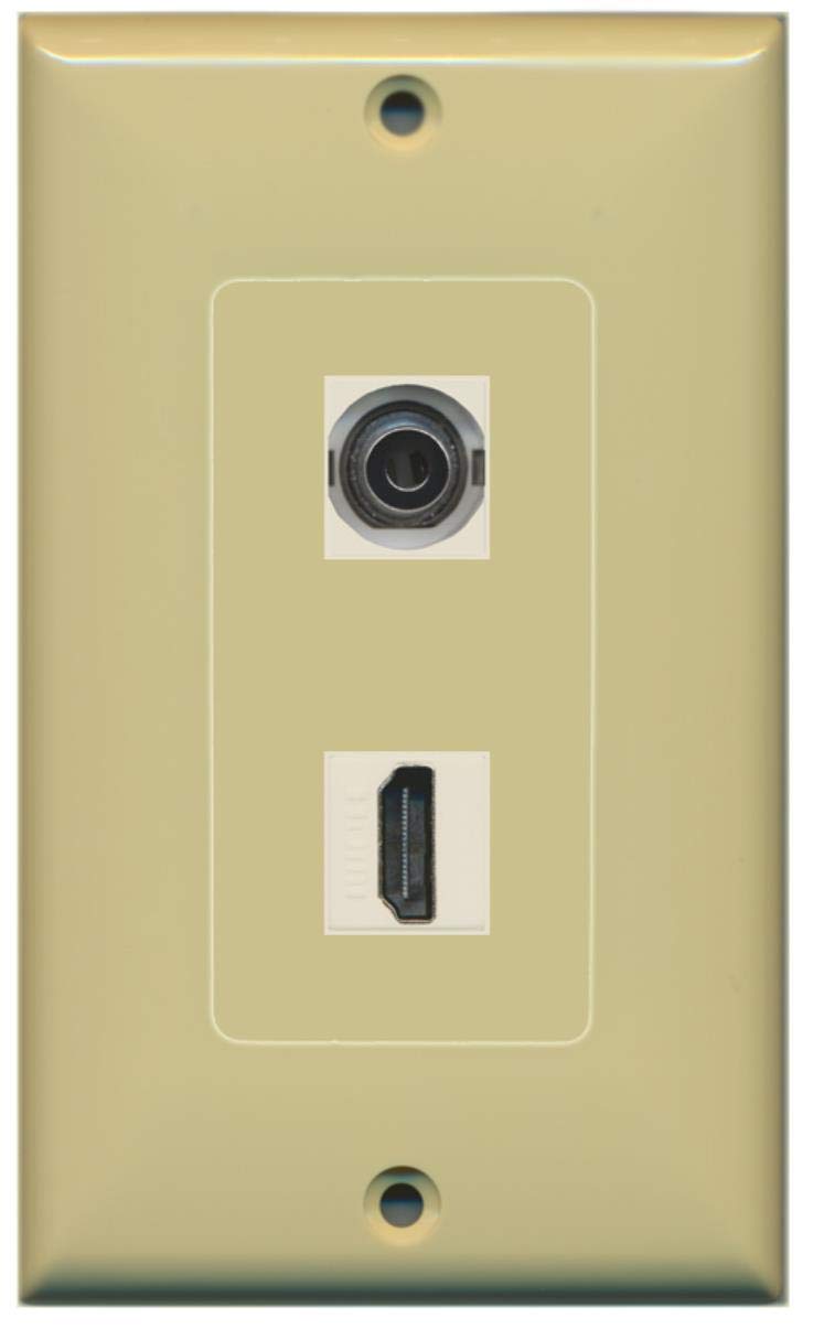 RiteAV - 3.5mm Audio Headphone Jack and 1 HDMI Port Wall Plate Decorative - Ivory
