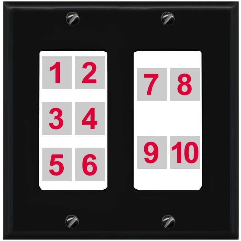 RiteAV - Custom Wall Plate 10 Port - 2 Gang [Black/White]