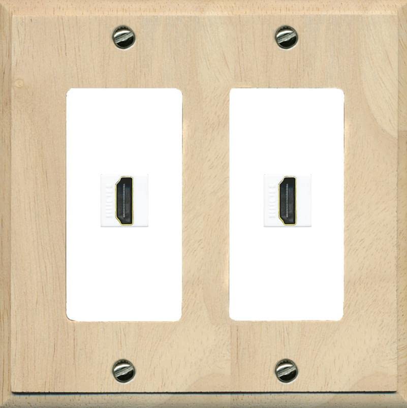 RiteAV HDMI Wall Plate 2 Port - 2 Gang [Wood/White]