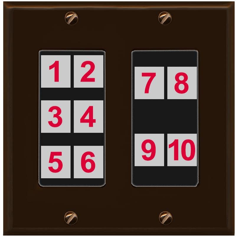 RiteAV - Custom Wall Plate 10 Port - 2 Gang [Brown/Black]