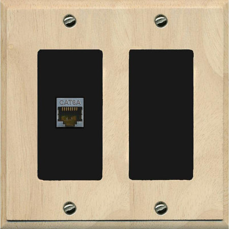 RiteAV 1 Port Cat6A Wall Plate - 2 Gang [Wood/Black]