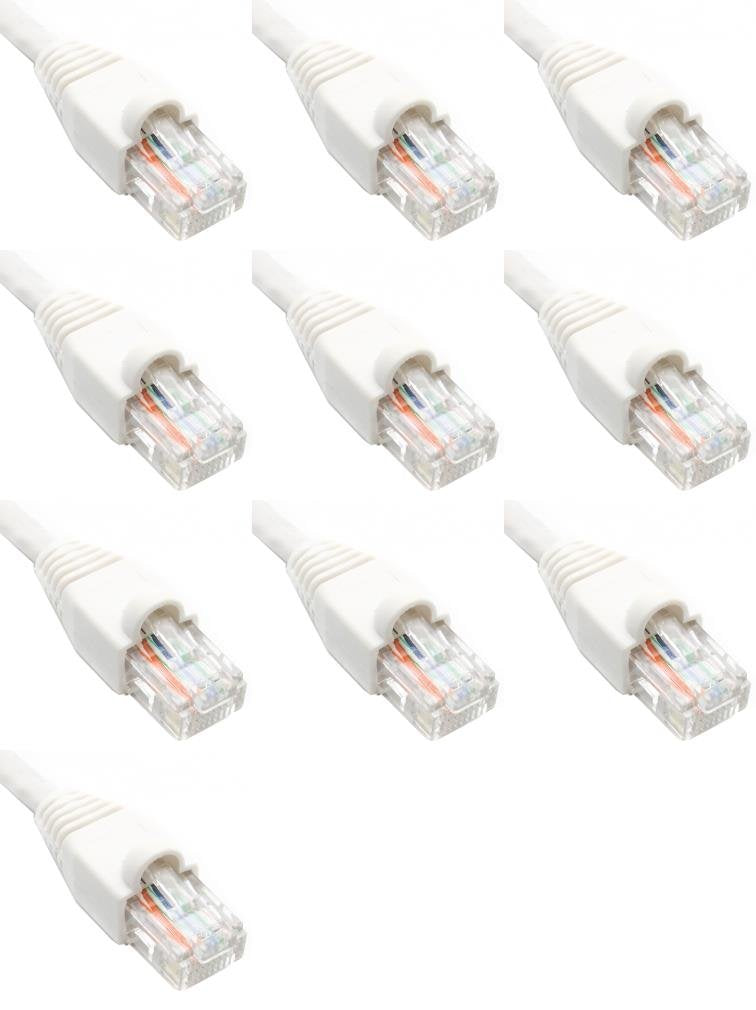 Ultra Spec Cables Pack of 10 - White 2FT Cat6 Ethernet Network Cable LAN Internet Patch Cord RJ45 Gigabit