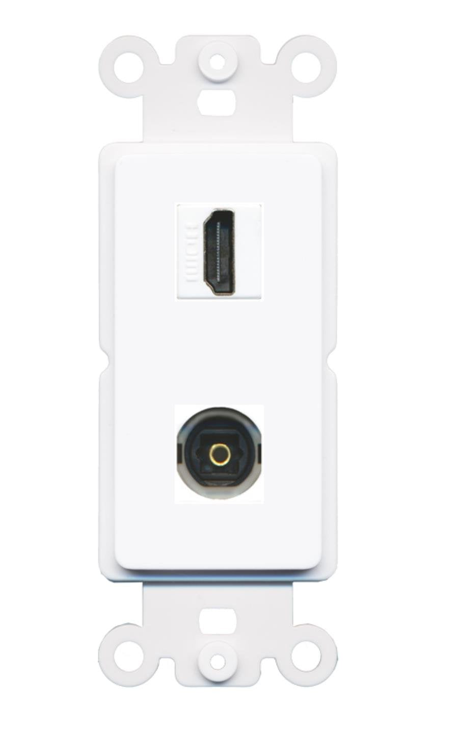 RiteAV - HDMI Toslink Port Wall Plate Decorative (Rocker) White