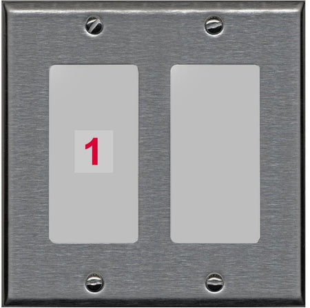 RiteAV Custom Wall Plate 1 Port - 2 Gang [Stainless/Gray]