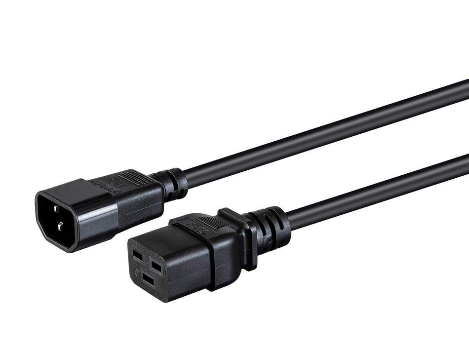 Monoprice Power Cord - 2 Feet - Black | IEC 60320 C19 to IEC 60320 C14, 14AWG, 15A, SJT, 100-250V