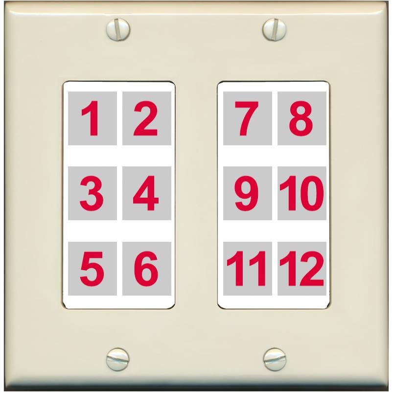 RiteAV - Custom Wall Plate 12 Port - 2 Gang [Light-Almond/White]