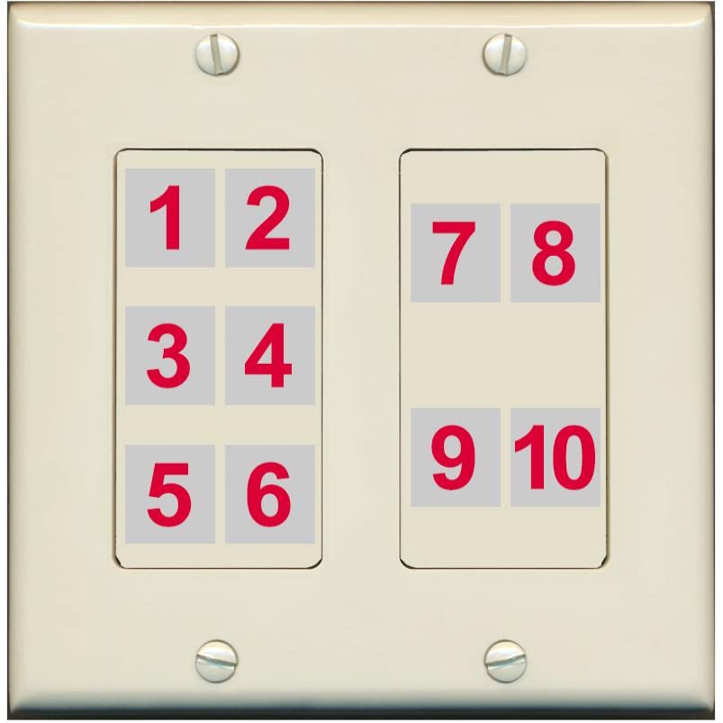RiteAV - Custom Wall Plate 10 Port - 2 Gang [Light-Almond]