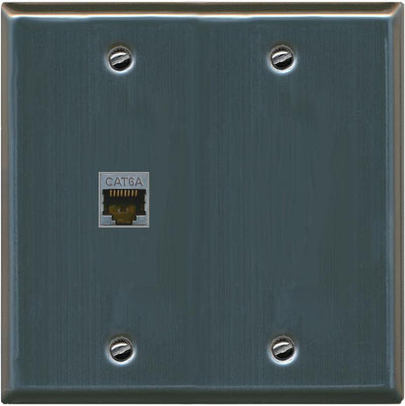 RiteAV 1 Port Cat6A Wall Plate - Flat 2 Gang [Stainless Steel]