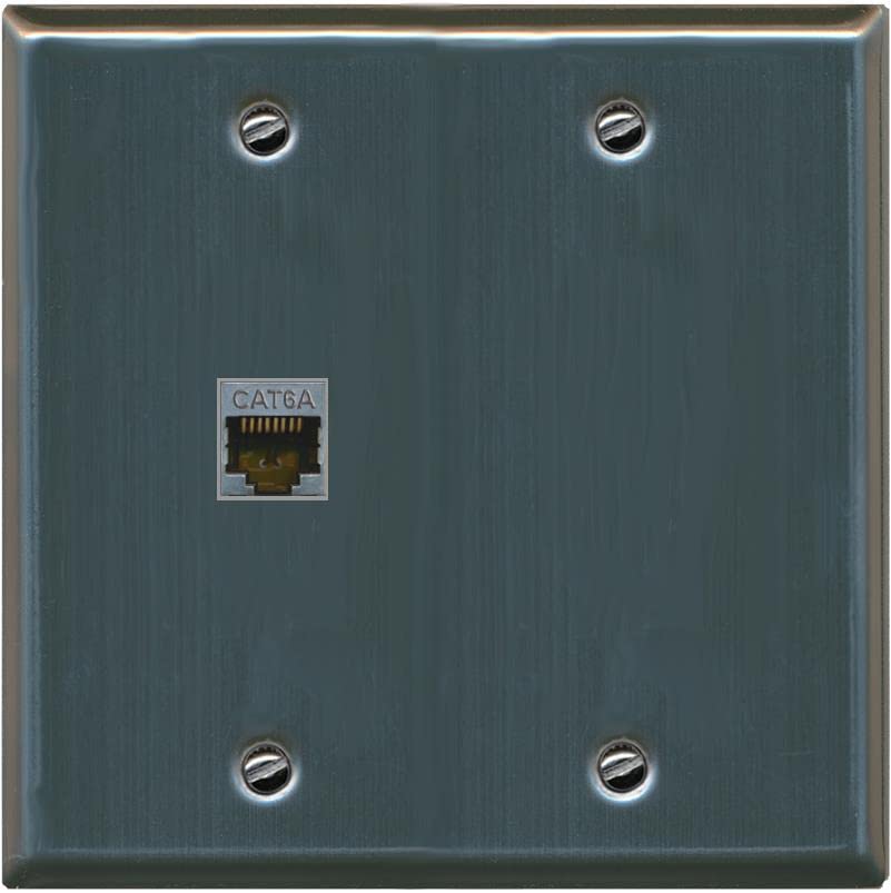 RiteAV 1 Port Cat6A Wall Plate - Flat 2 Gang [Stainless Steel]