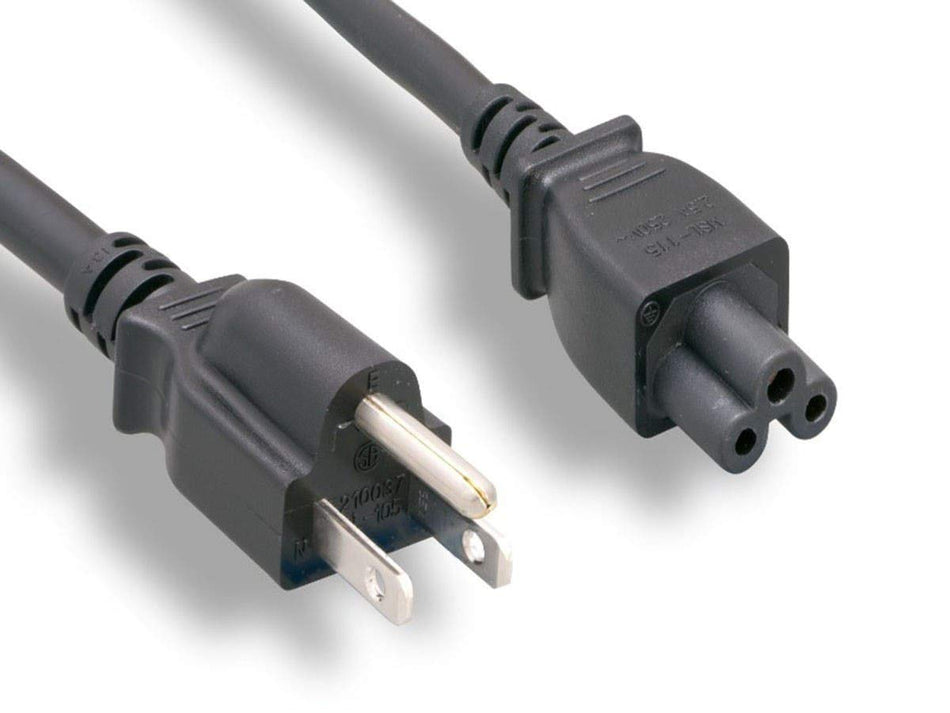 Monoprice Power Cord - NEMA 5-15P to IEC 60320 C5 18AWG 10A/1250W 125V SVT 3-Prong 1ft Black