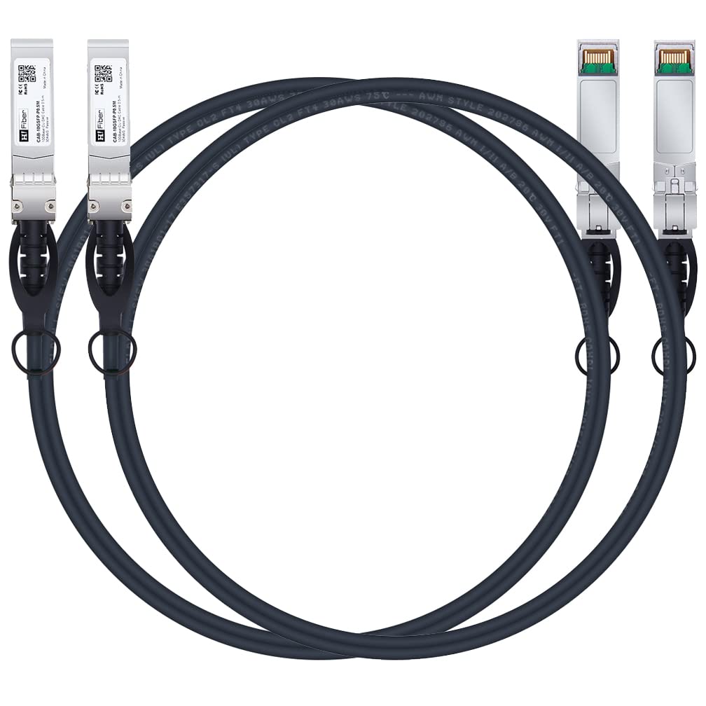 SFP+ Cable, 10G SFP+ DAC, 0.5M(1.64ft), Passive Direct Attach Copper Twinax Cable for Cisco SFP-H10GB-CU0.5M, Ubiquiti UniFi UC-DAC-SFP+, Meraki, Mikrotik, Intel, Fortinet, Netgear, 0.25m-7m