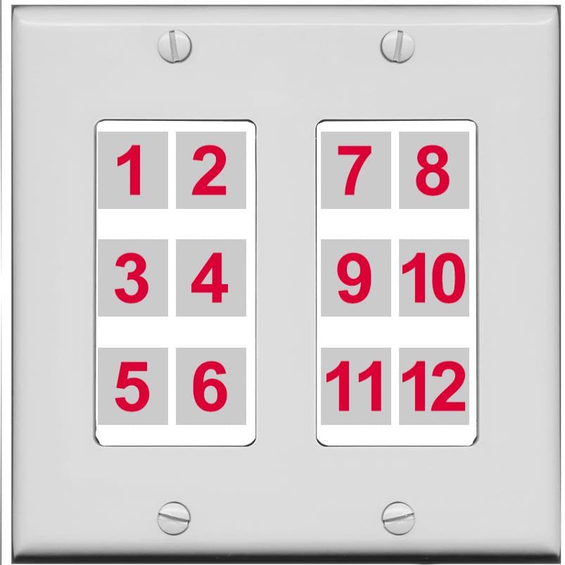 RiteAV - Custom Wall Plate 12 Port - 2 Gang [Gray/White]