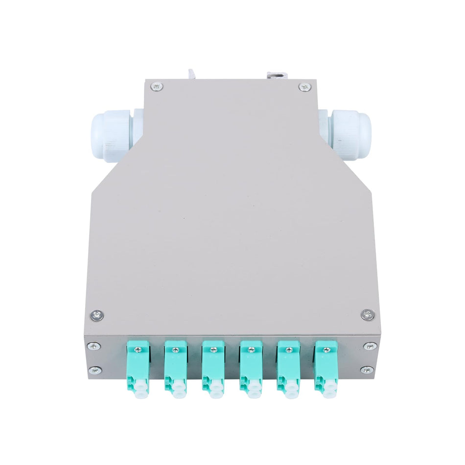RiteAV - LC-OM3 6 Duplex 12 Port DIN Rail Fiber Optic Enclosure ODF (Includes Pigtail and 6PC Coupler)