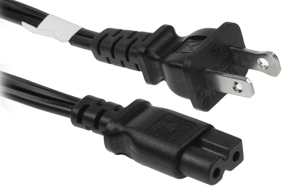 RiteAV - 6 Feet 18 AWG 2-Slot Polarized Power Cord IEC320C7 to NEMA 1-15P