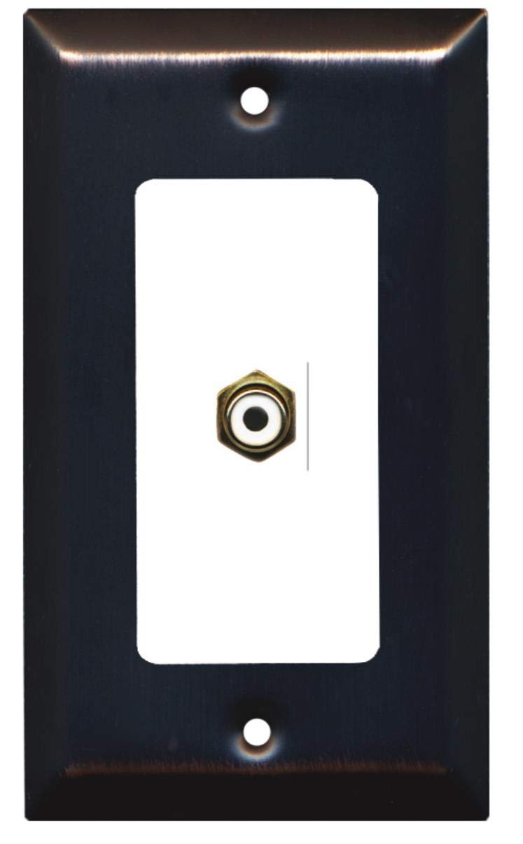 RiteAV - 1 RCA White for Subwoofer Audio Port Wall Plate Decorative - Bronze/White